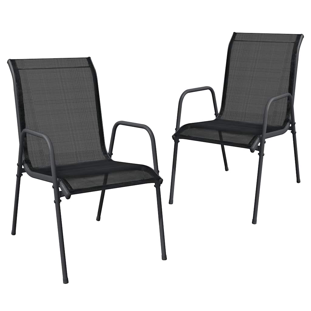 Gartenstühle 2 Stk. Stahl und Textilene Schwarz – Bild 2