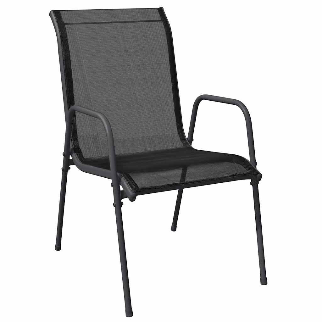 Gartenstühle 2 Stk. Stahl und Textilene Schwarz – Bild 3