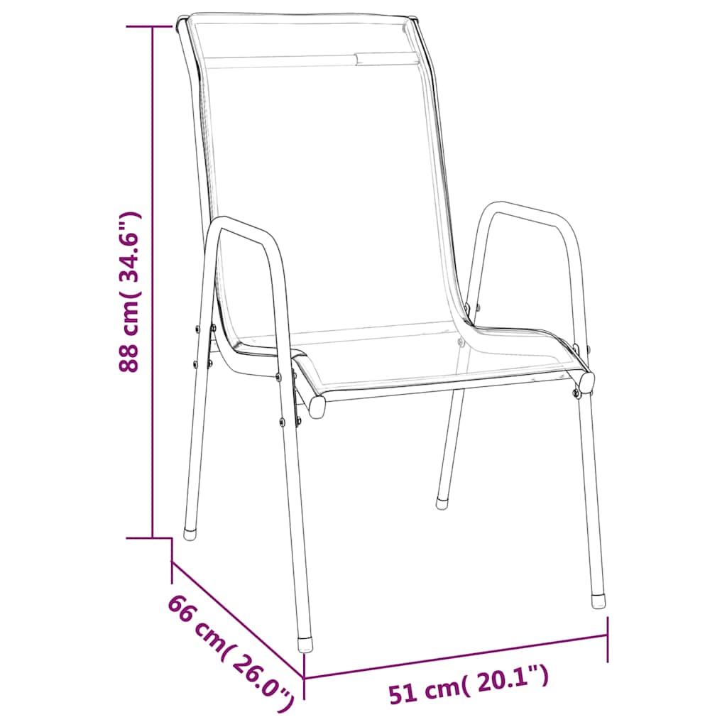 Gartenstühle 2 Stk. Stahl und Textilene Schwarz – Bild 6