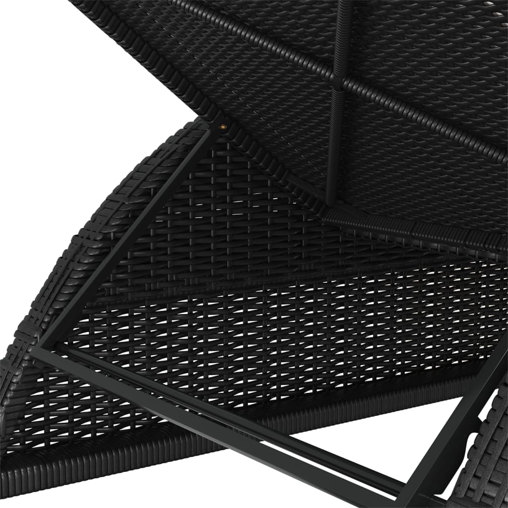 Sonnenliege mit Cremeweißer Auflage Poly Rattan Schwarz – Bild 7