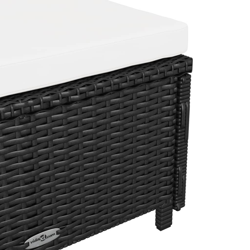 Sonnenliege mit Cremeweißer Auflage Poly Rattan Schwarz – Bild 8