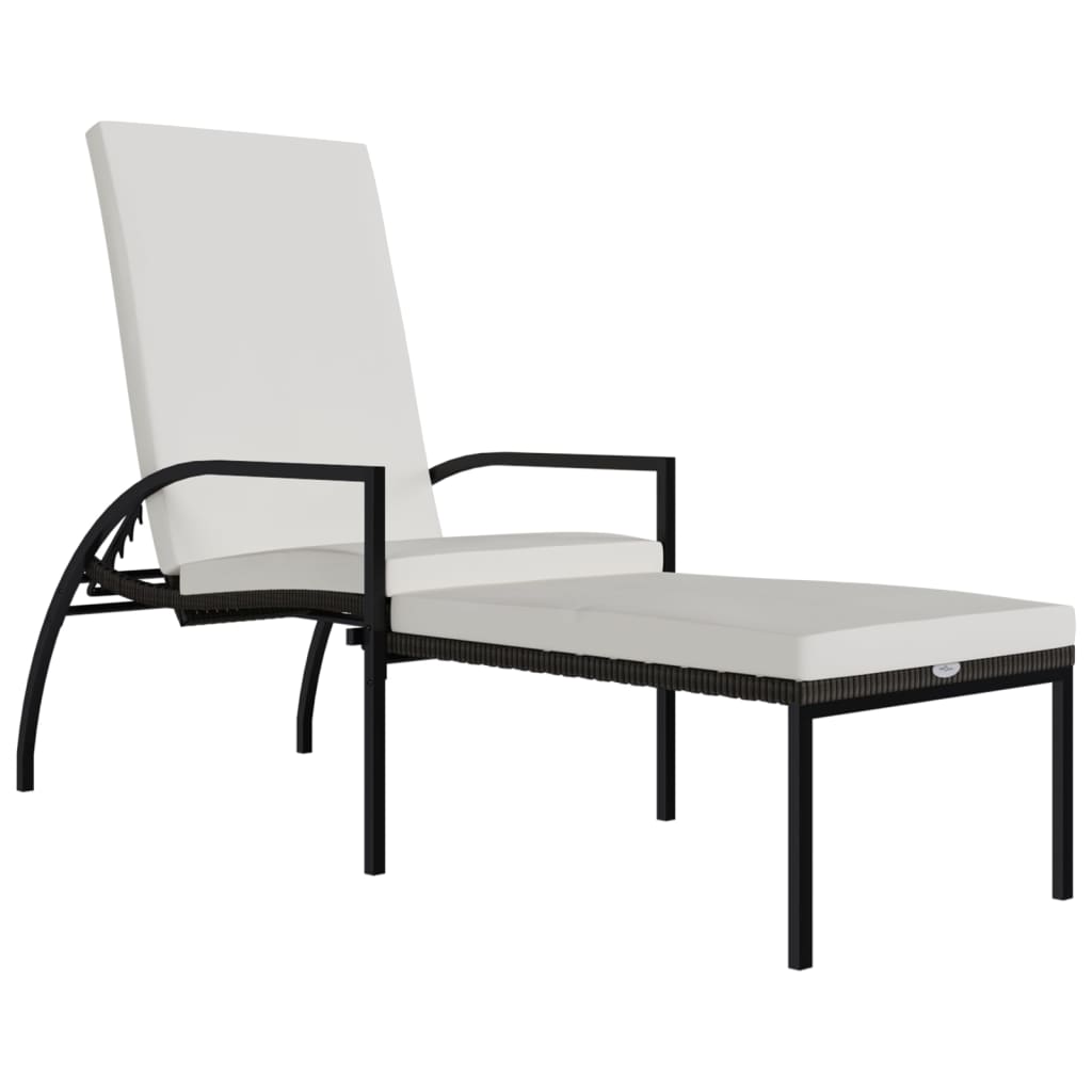 Sonnenliege mit Fußhocker PE-Rattan Braun – Bild 2