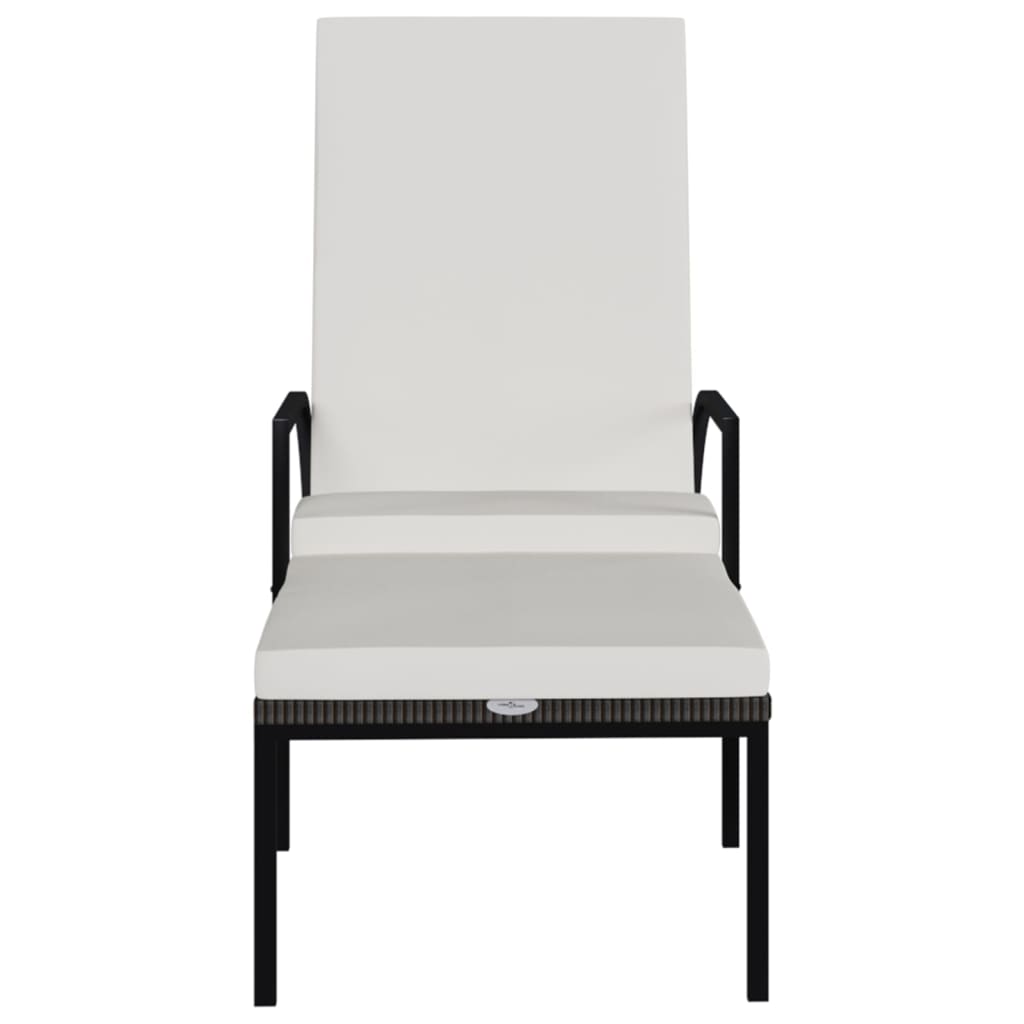 Sonnenliege mit Fußhocker PE-Rattan Braun – Bild 3