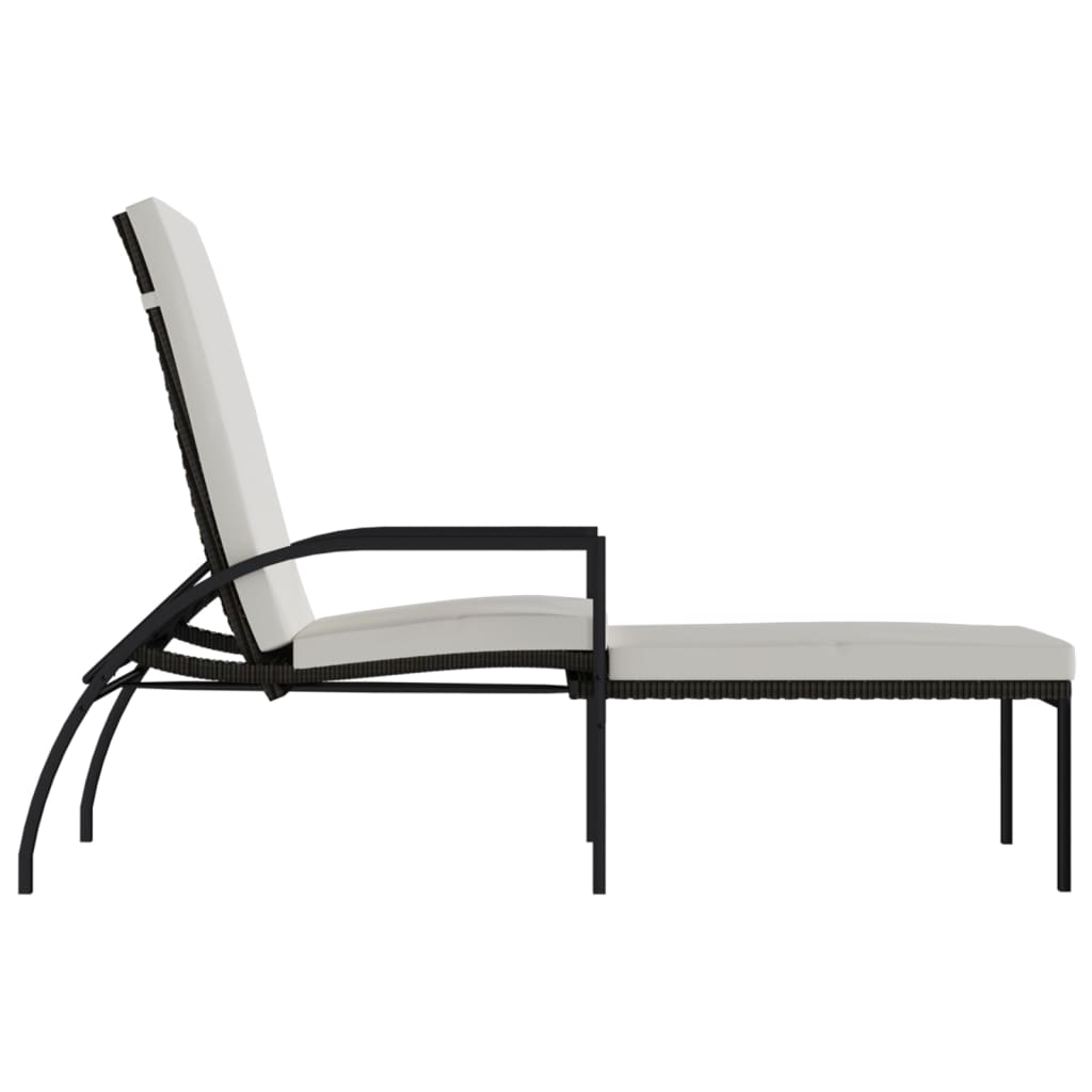 Sonnenliege mit Fußhocker PE-Rattan Braun – Bild 4