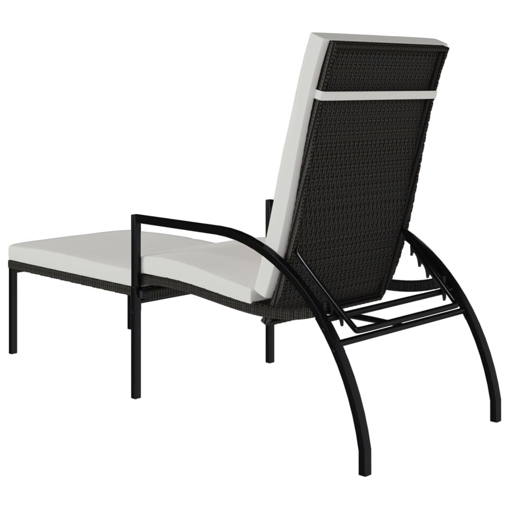 Sonnenliege mit Fußhocker PE-Rattan Braun – Bild 5