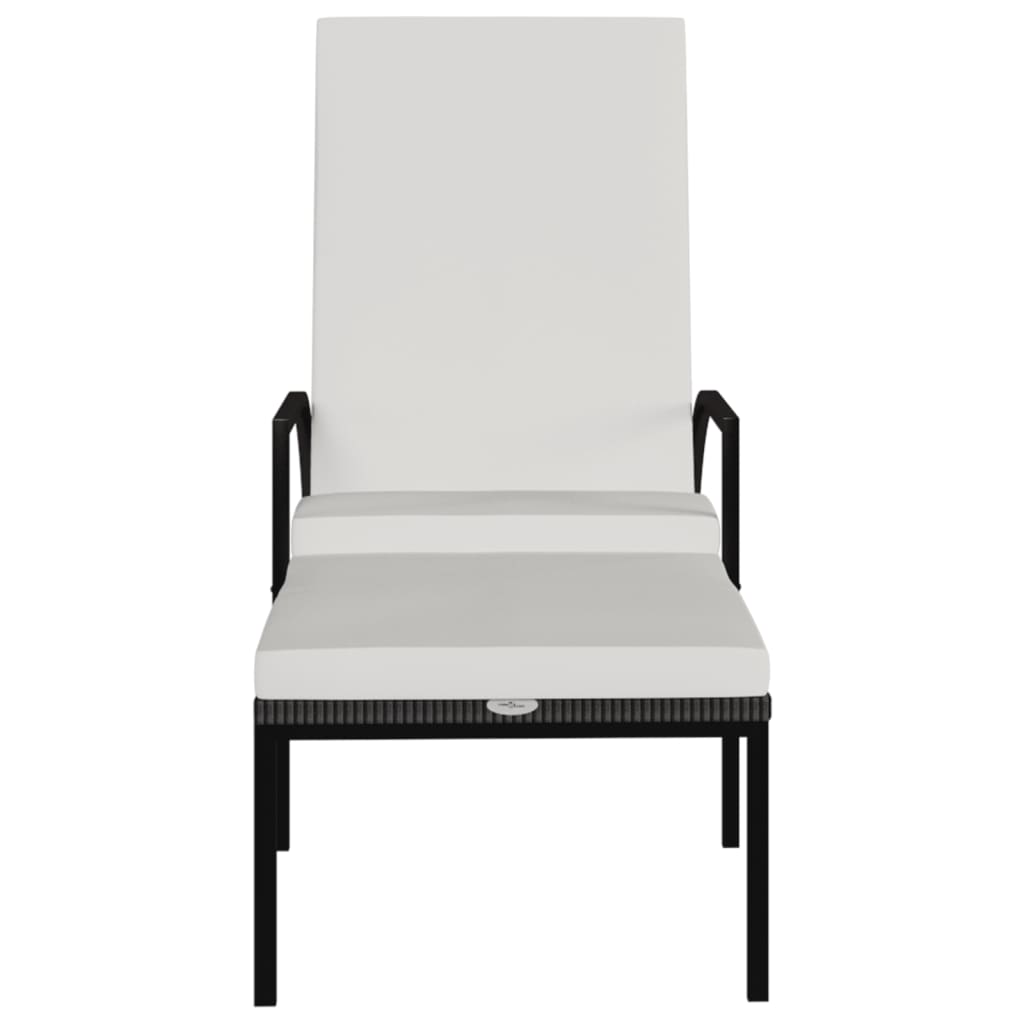 Sonnenliegen 2 Stk. mit Fußhocker PE-Rattan Braun – Bild 3