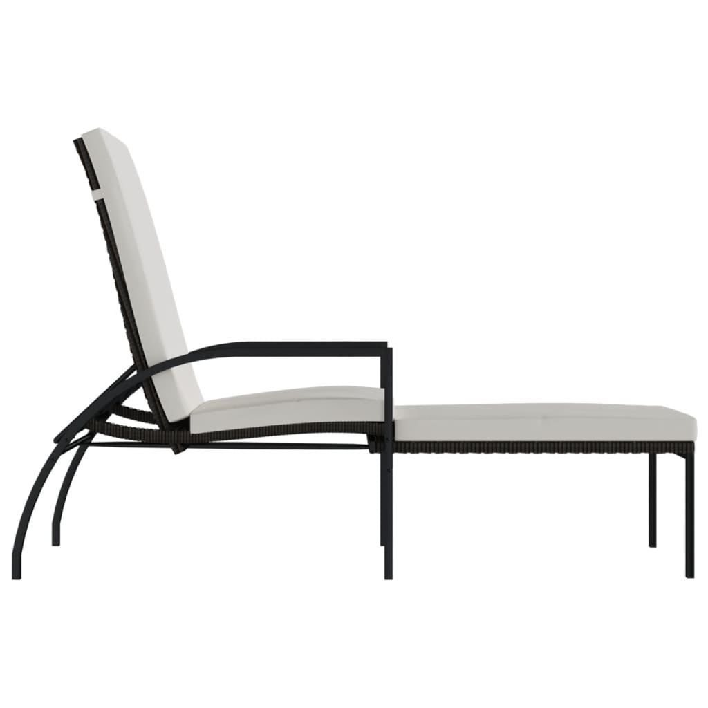 Sonnenliegen 2 Stk. mit Fußhocker PE-Rattan Braun – Bild 4