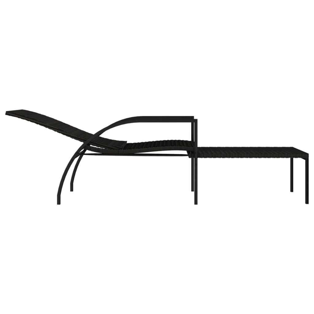 Sonnenliegen 2 Stk. mit Fußhocker PE-Rattan Braun – Bild 6