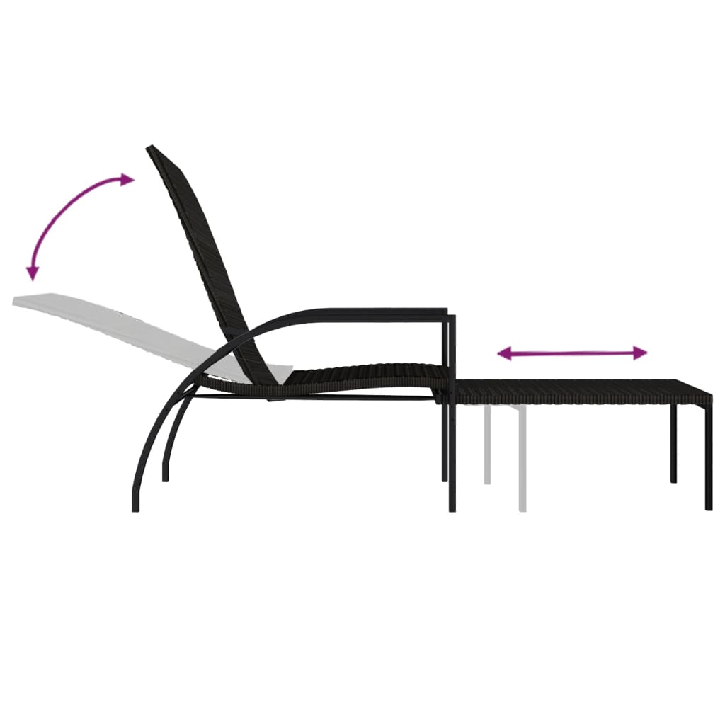 Sonnenliegen 2 Stk. mit Fußhocker PE-Rattan Braun – Bild 8