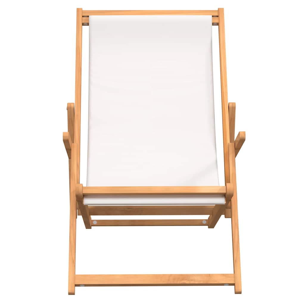 Strandstuhl Klappbar Massivholz Teak Creme – Bild 3