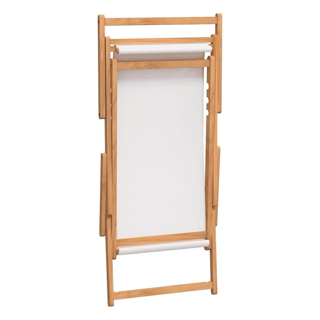 Strandstuhl Klappbar Massivholz Teak Creme – Bild 6