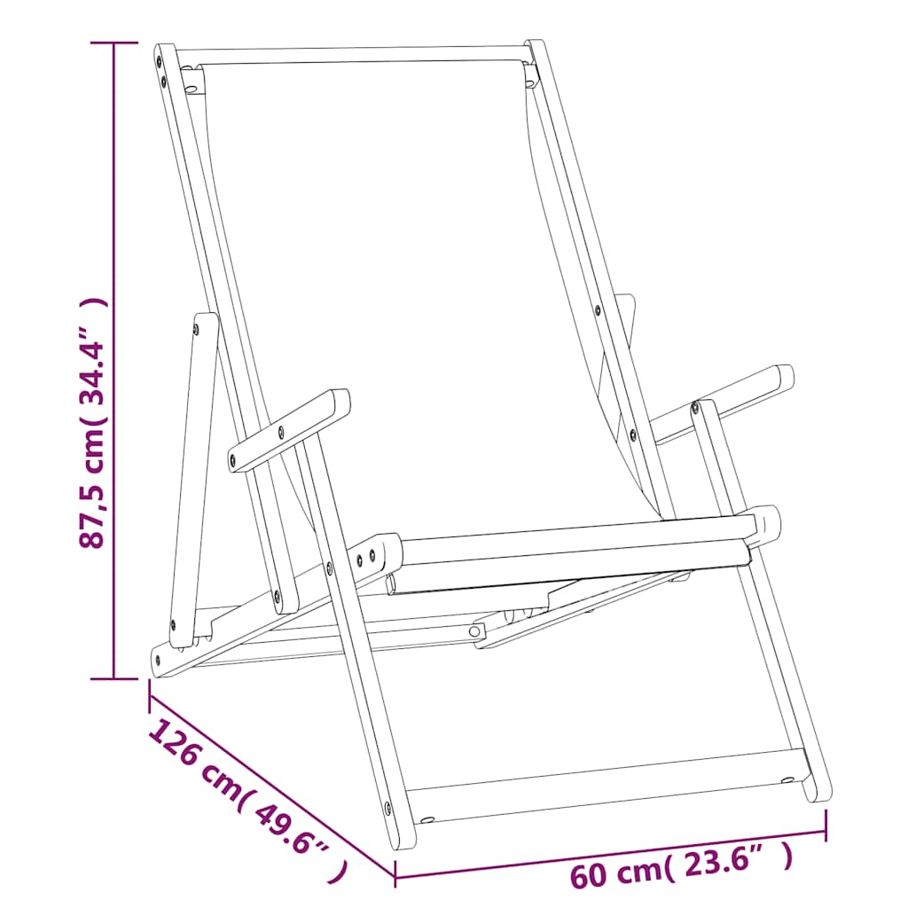 Strandstuhl Klappbar Massivholz Teak Creme – Bild 9