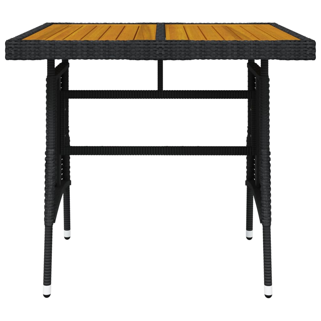 Gartentisch Schwarz 70x70x72 cm Poly Rattan & Massivholz Akazie – Bild 3