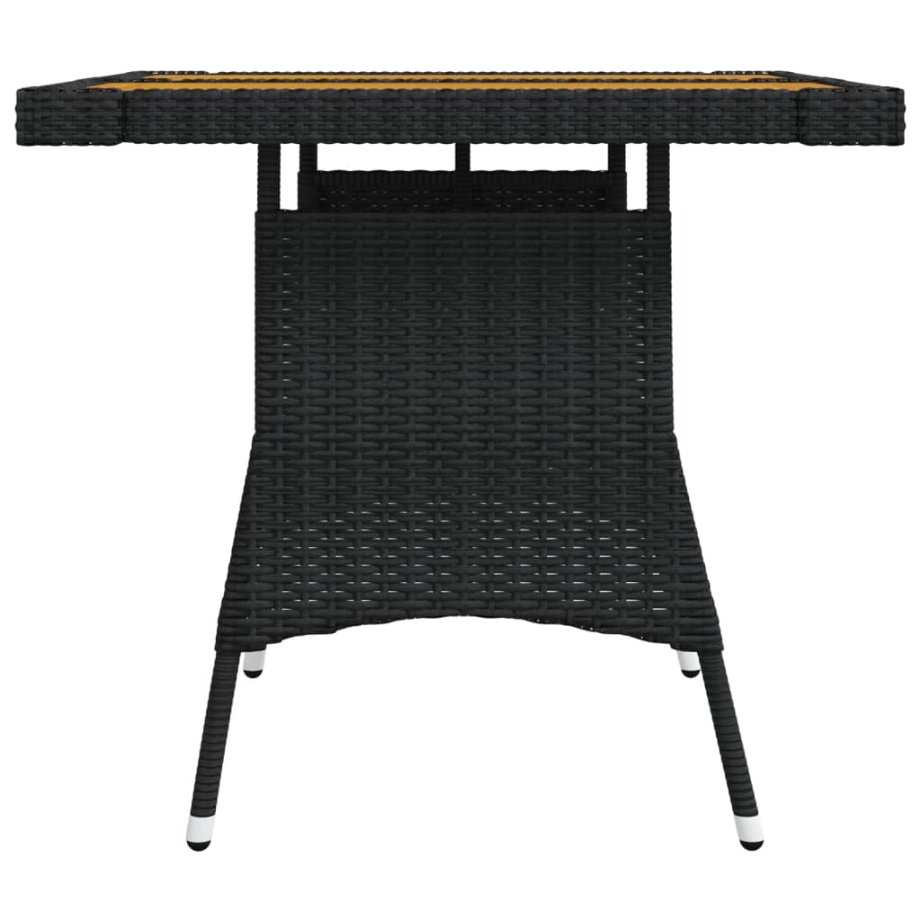 Gartentisch Schwarz 70x70x72 cm Poly Rattan & Massivholz Akazie – Bild 4