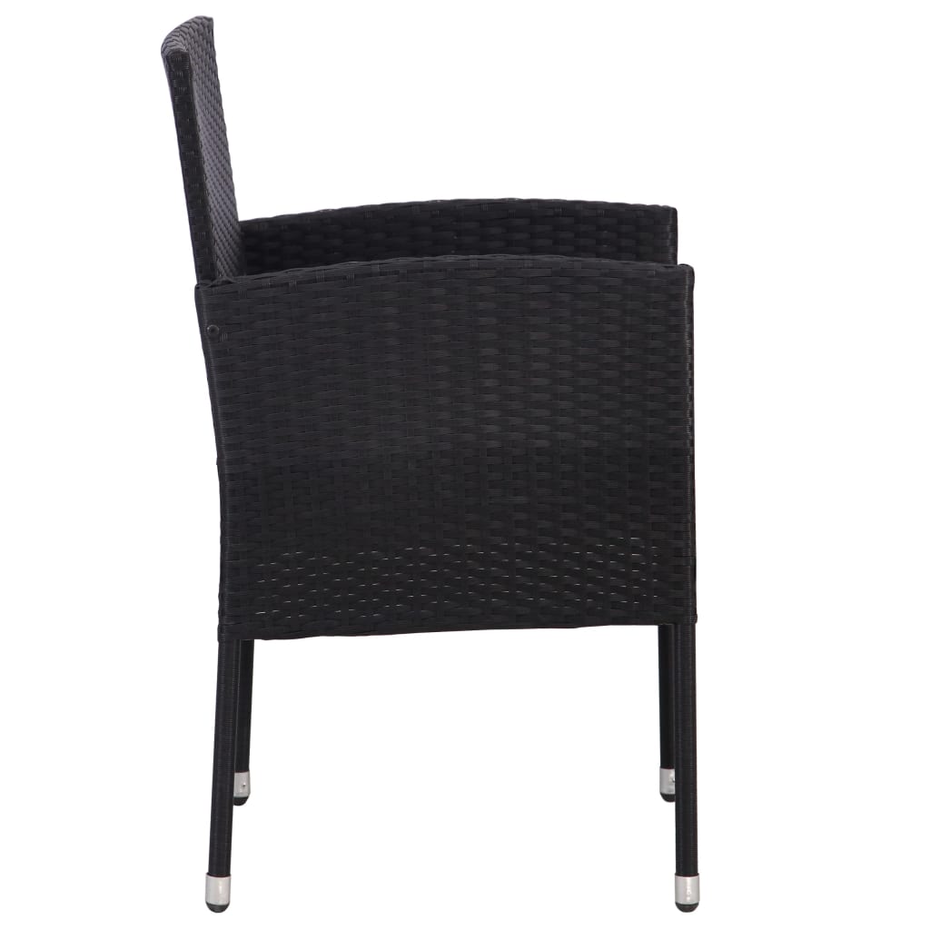 Gartenstühle mit Kissen in Cremeweiß 2 Stk. Schwarz Polyrattan – Bild 4