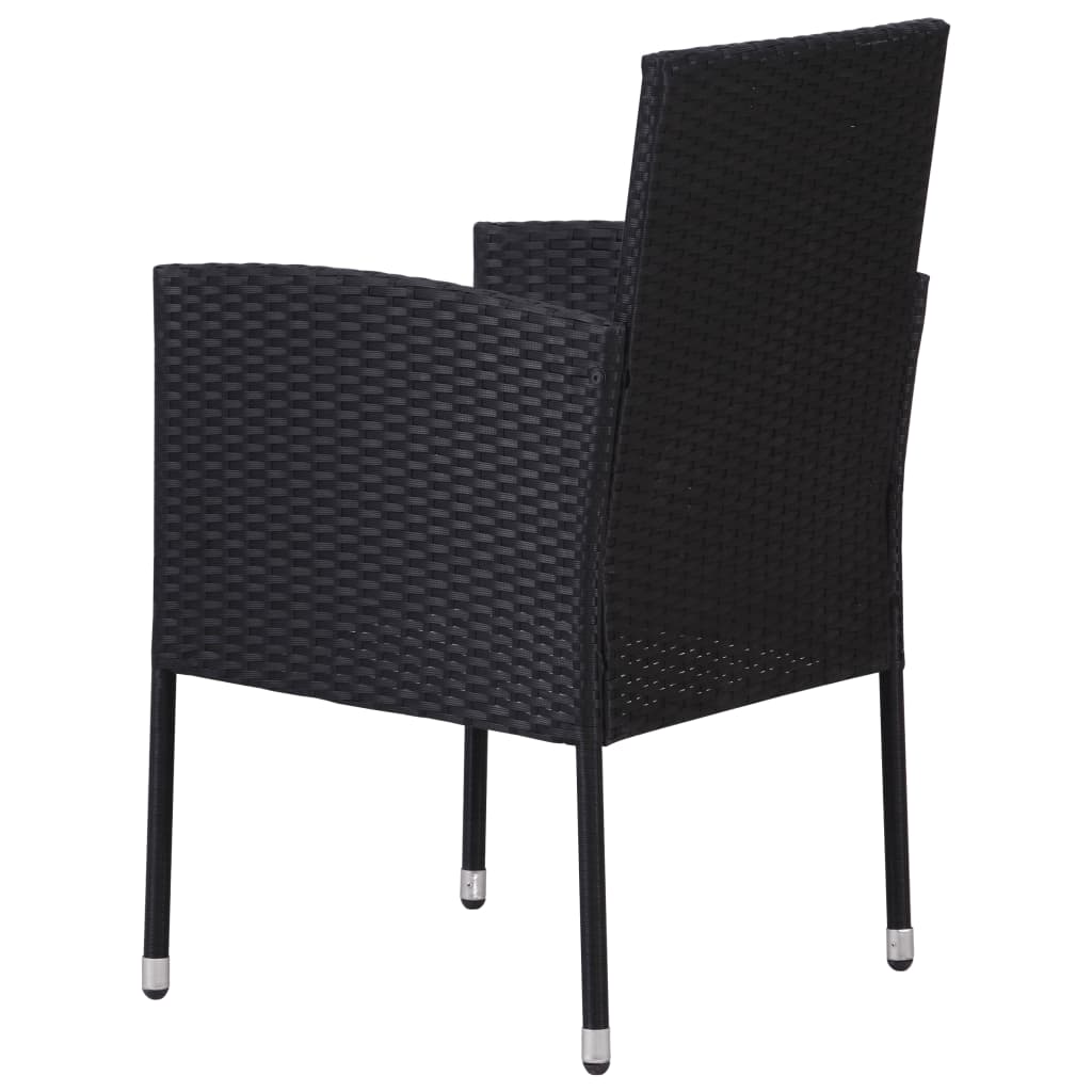 Gartenstühle mit Kissen in Cremeweiß 2 Stk. Schwarz Polyrattan – Bild 5