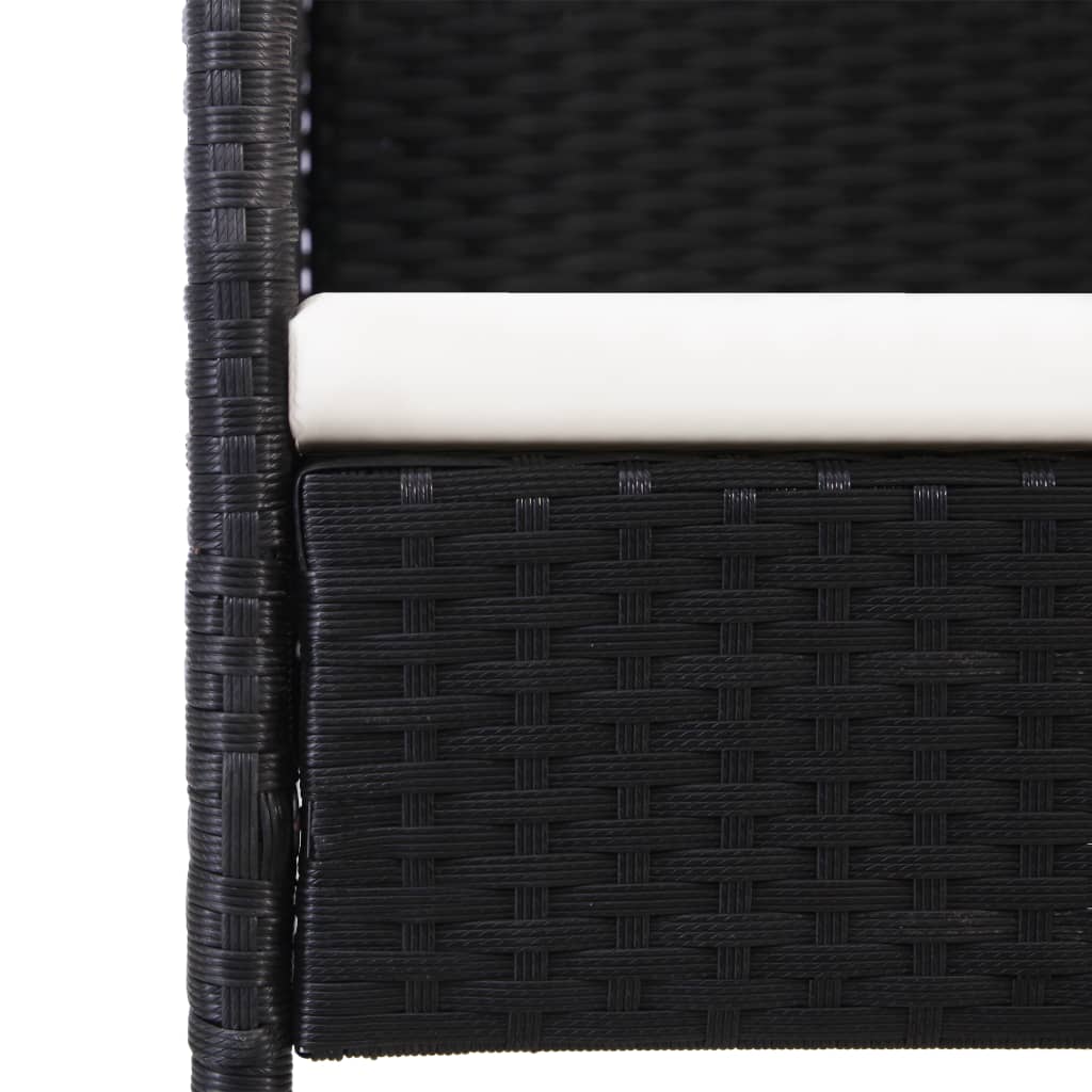 Gartenstühle mit Kissen in Cremeweiß 2 Stk. Schwarz Polyrattan – Bild 6
