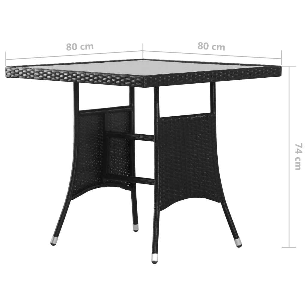 Gartentisch Schwarz 80 x 80 x 74 cm Poly Rattan – Bild 6