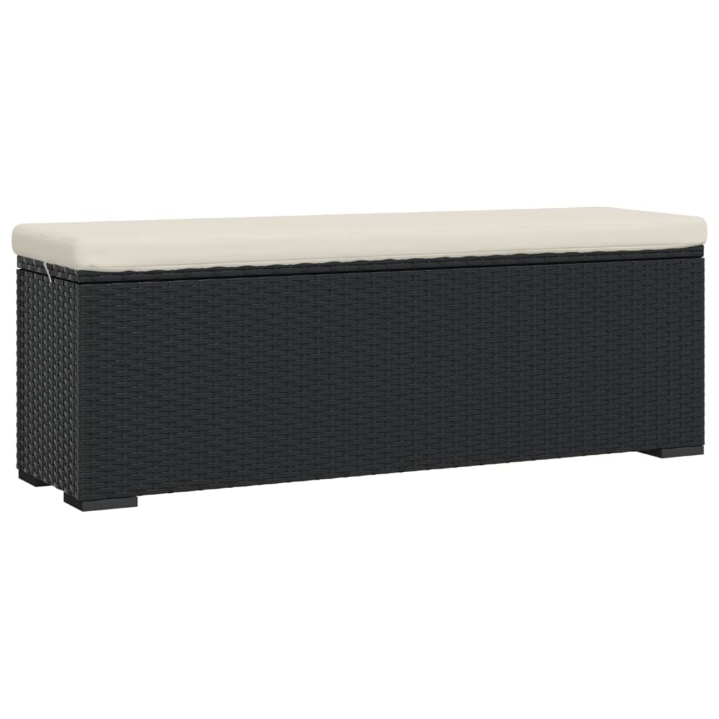Hockerbank mit Sitzkissen Schwarz 110x30x40 cm Poly Rattan – Bild 2
