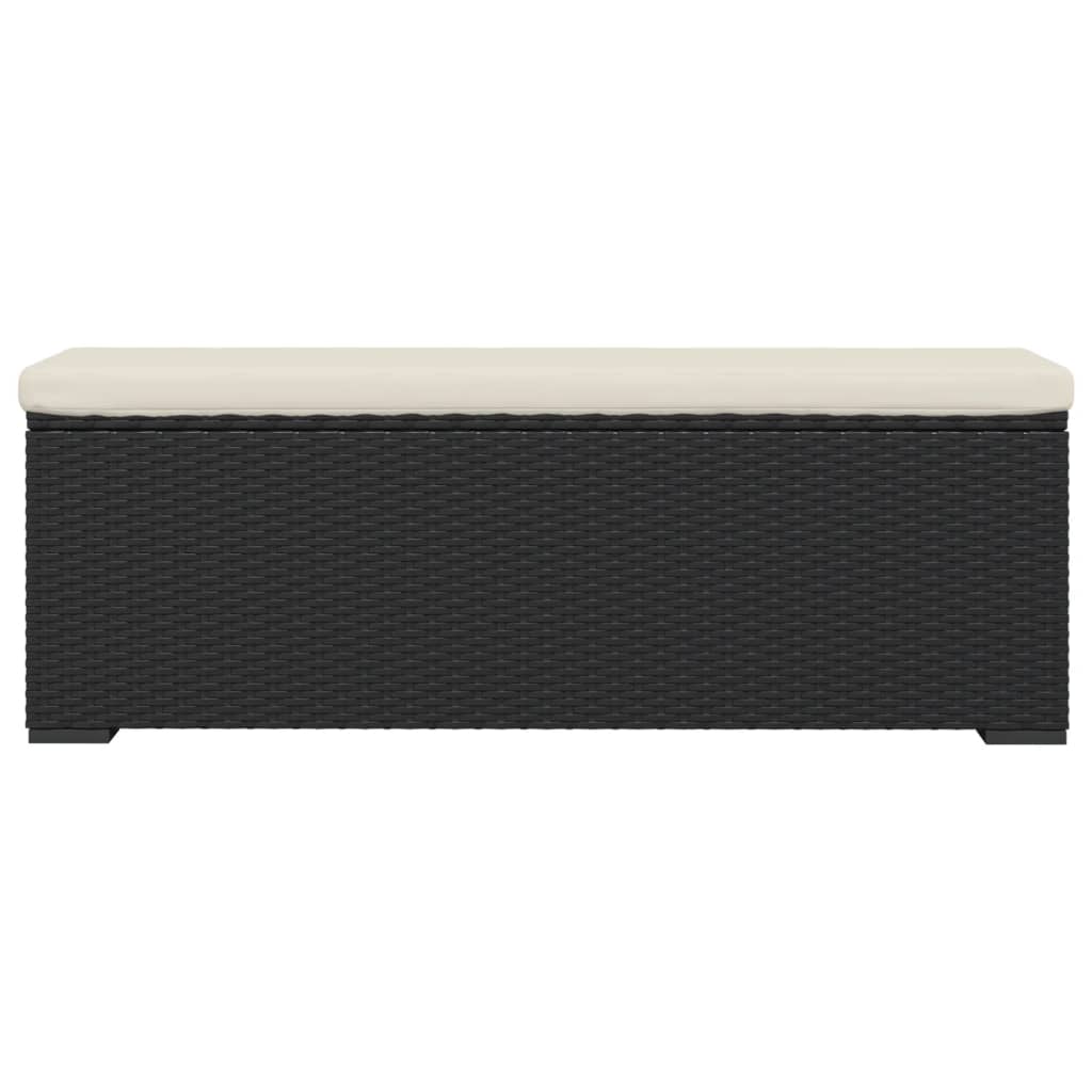 Hockerbank mit Sitzkissen Schwarz 110x30x40 cm Poly Rattan – Bild 4
