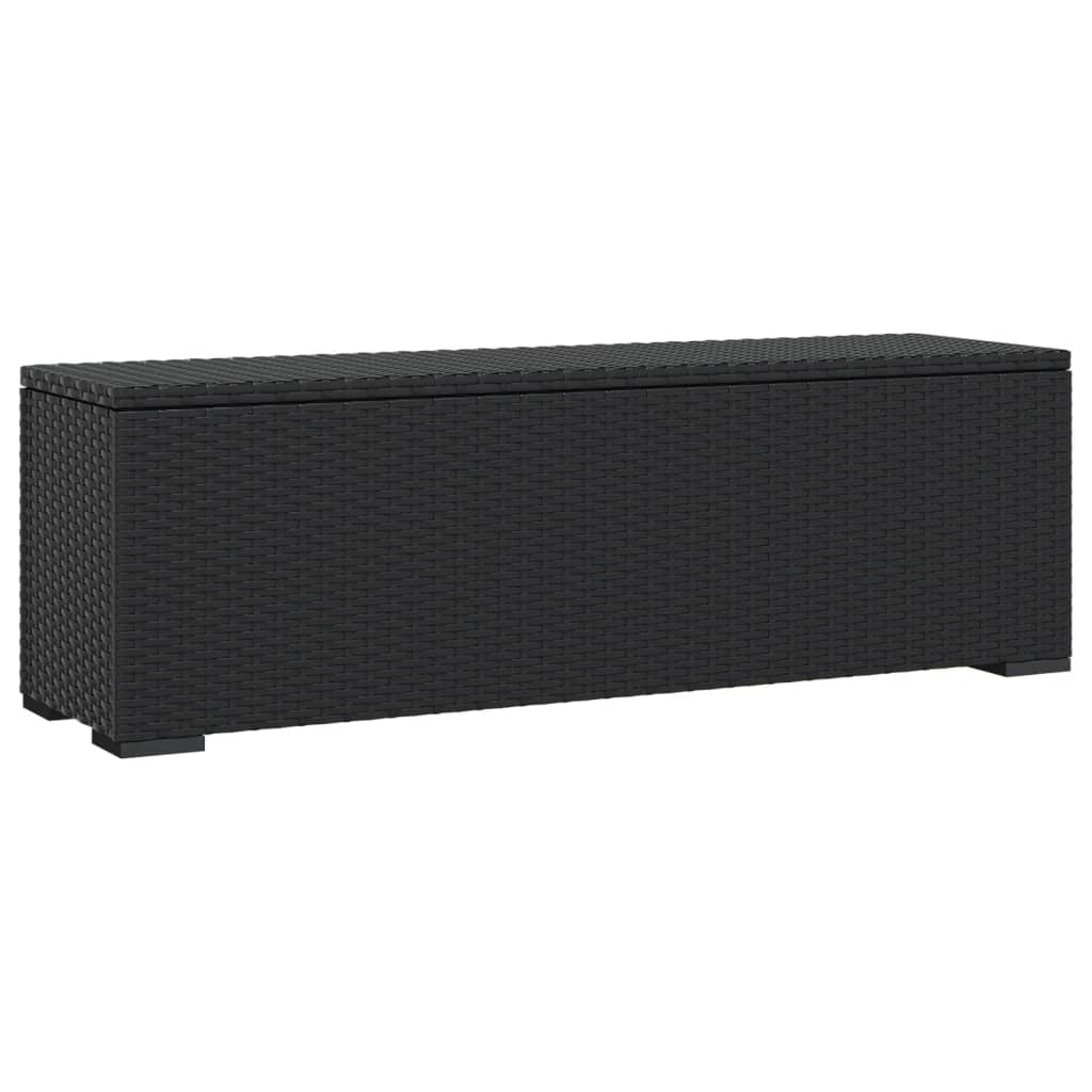Hockerbank mit Sitzkissen Schwarz 110x30x40 cm Poly Rattan – Bild 5