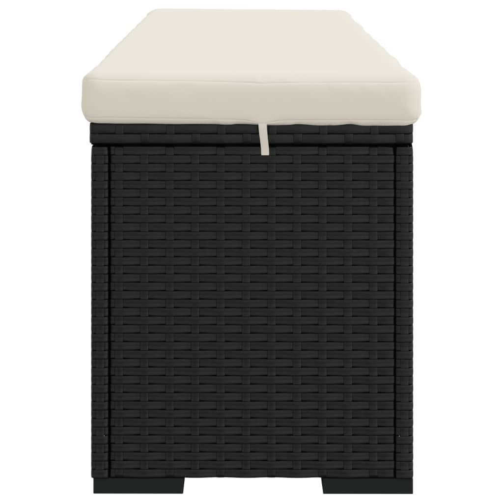 Hockerbank mit Sitzkissen Schwarz 110x30x40 cm Poly Rattan – Bild 6