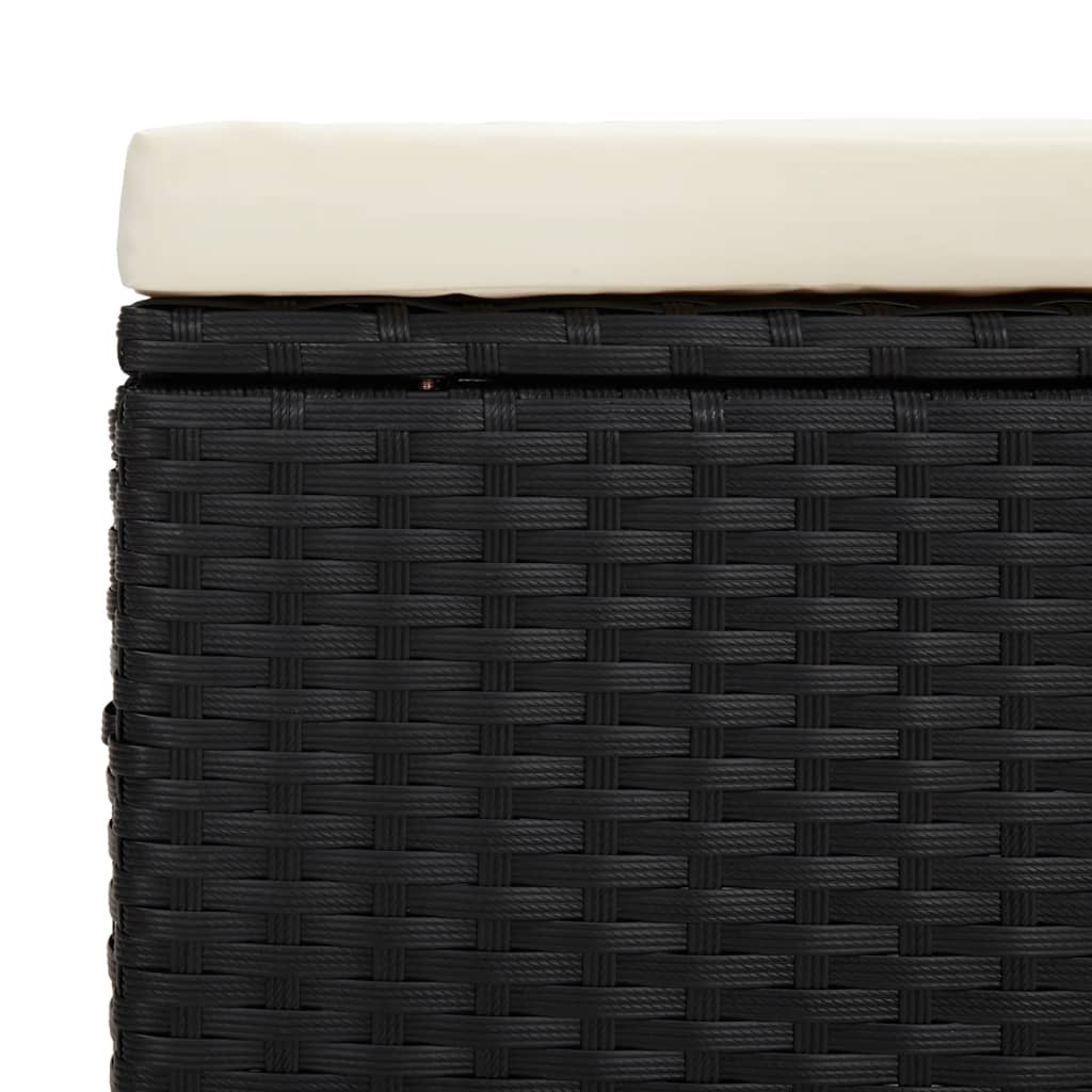 Hockerbank mit Sitzkissen Schwarz 110x30x40 cm Poly Rattan – Bild 7