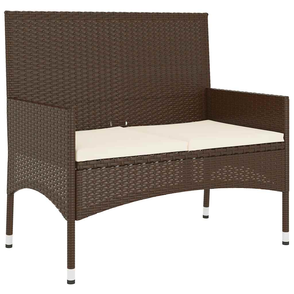 Gartenbank 2-Sitzer mit Kissen Braun Poly Rattan – Bild 2