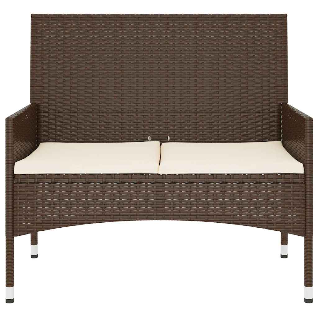 Gartenbank 2-Sitzer mit Kissen Braun Poly Rattan – Bild 3