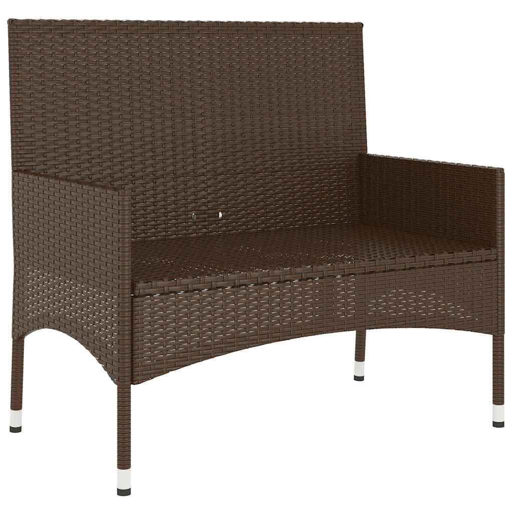 Gartenbank 2-Sitzer mit Kissen Braun Poly Rattan – Bild 4