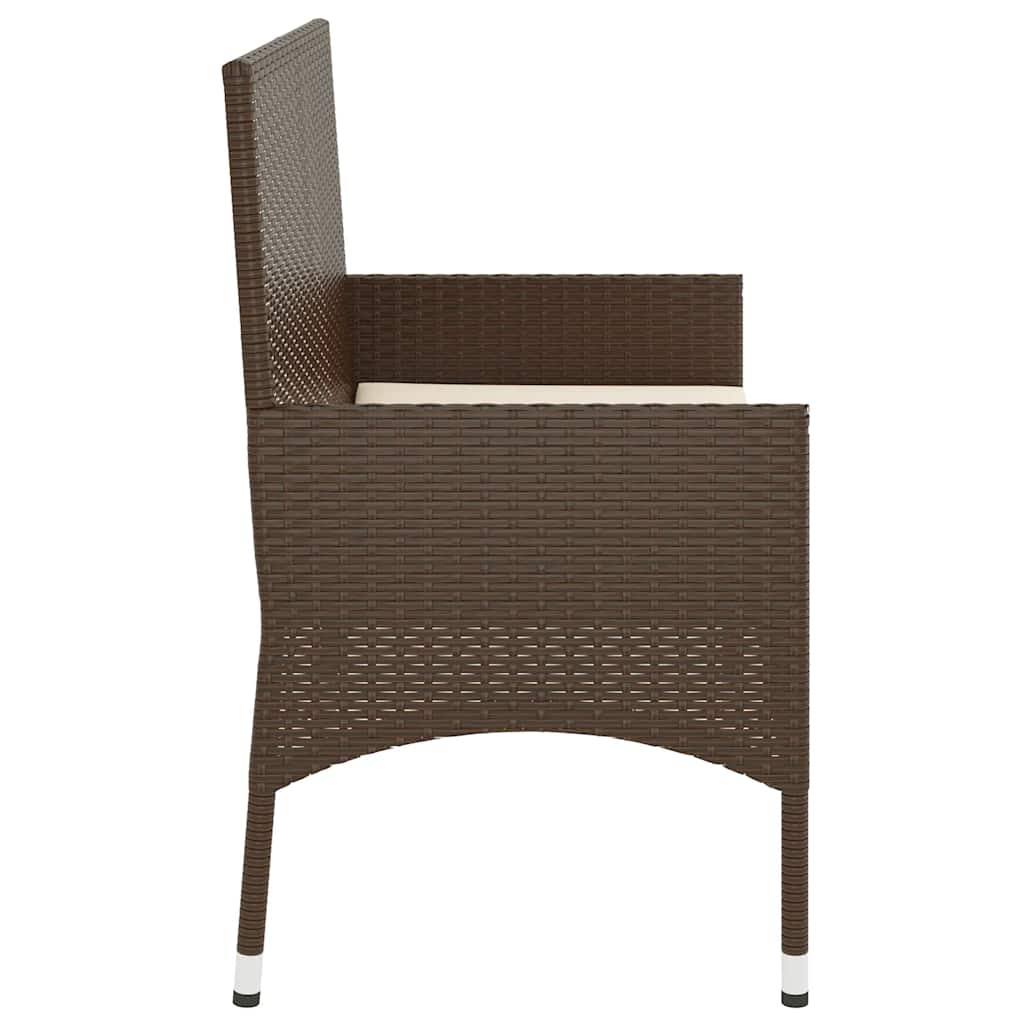 Gartenbank 2-Sitzer mit Kissen Braun Poly Rattan – Bild 5