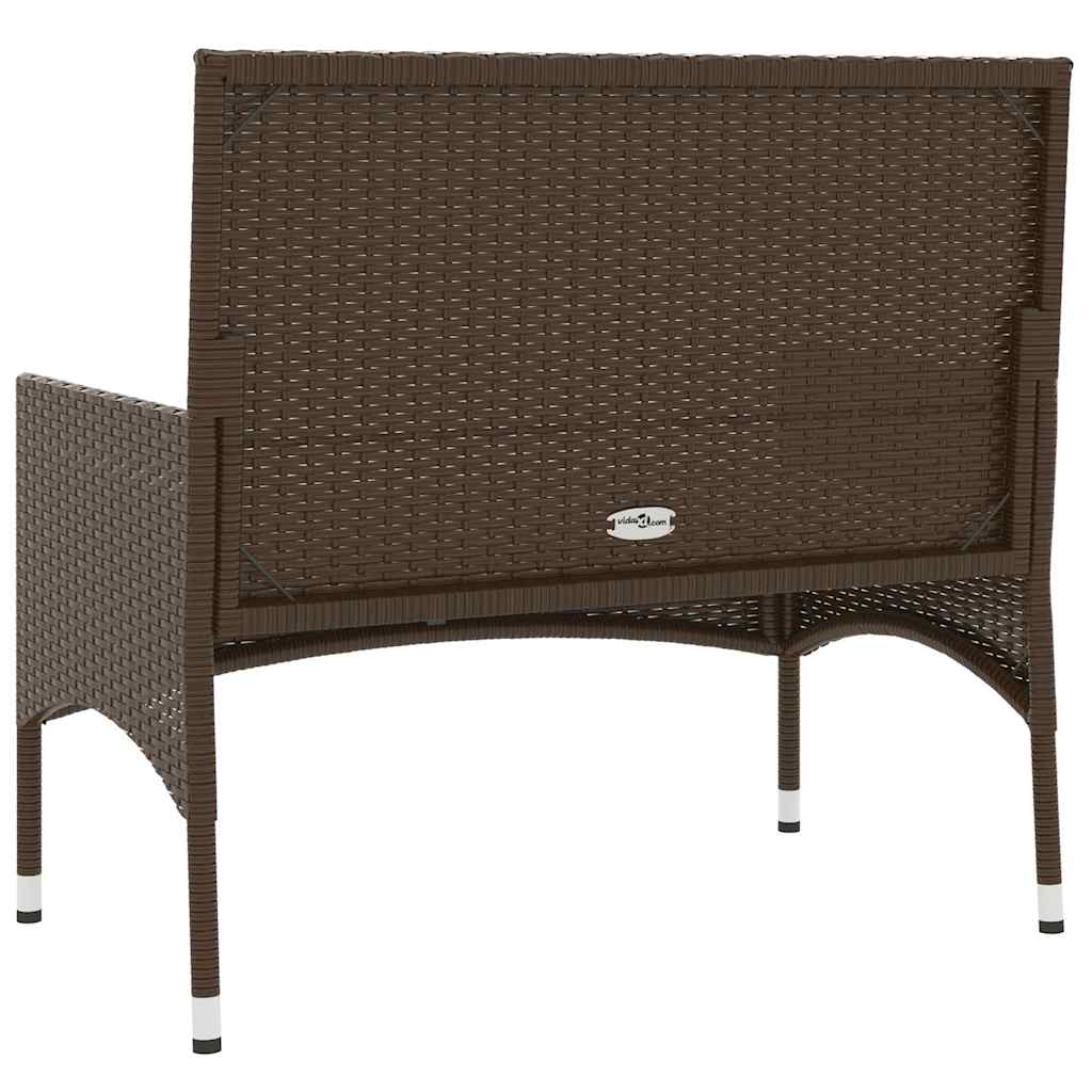 Gartenbank 2-Sitzer mit Kissen Braun Poly Rattan – Bild 6