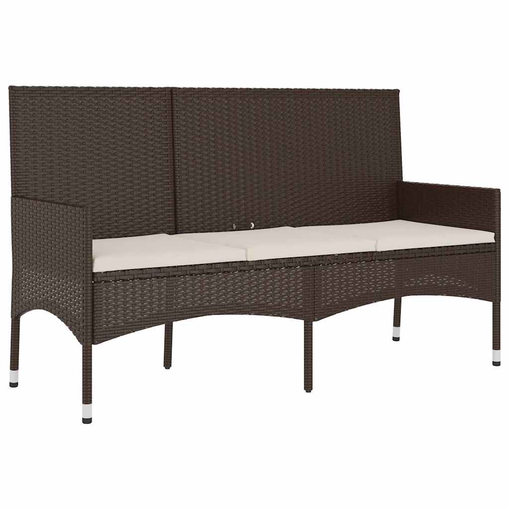 Gartenbank 3-Sitzer mit Kissen Braun Poly Rattan – Bild 2