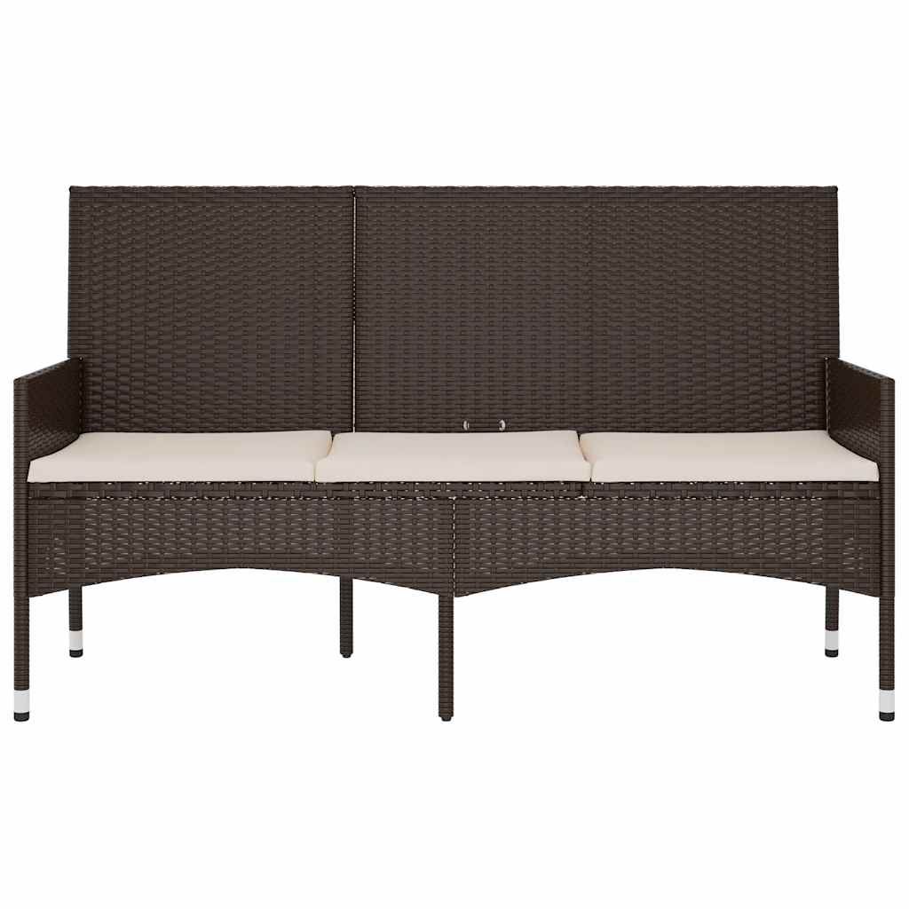 Gartenbank 3-Sitzer mit Kissen Braun Poly Rattan – Bild 3