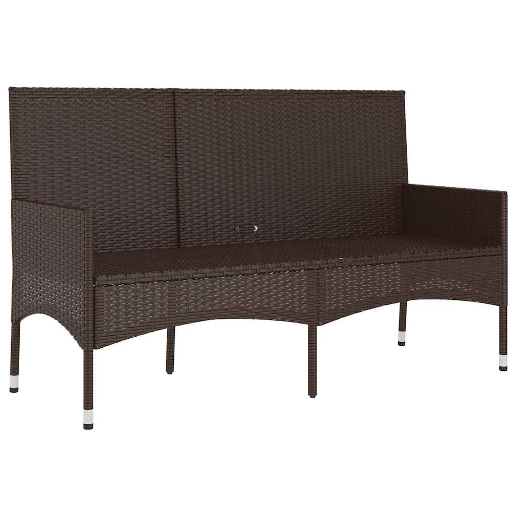 Gartenbank 3-Sitzer mit Kissen Braun Poly Rattan – Bild 4