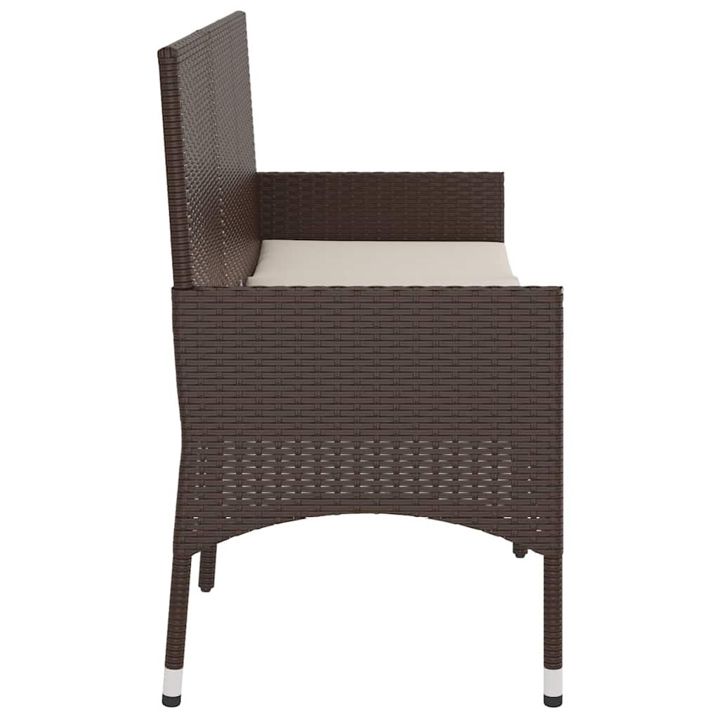Gartenbank 3-Sitzer mit Kissen Braun Poly Rattan – Bild 5