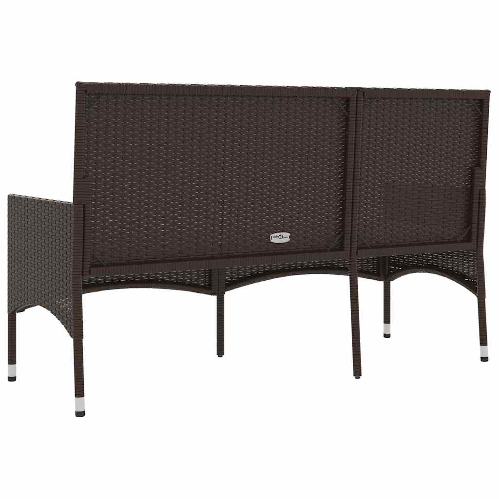 Gartenbank 3-Sitzer mit Kissen Braun Poly Rattan – Bild 6