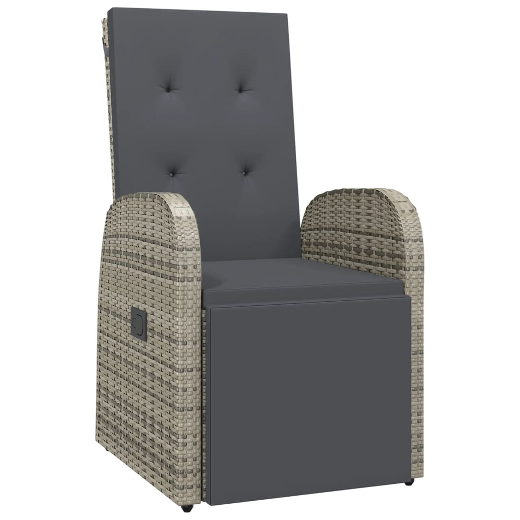 Garten-Liegestühle mit Kissen 2 Stk. Grau Poly Rattan – Bild 3