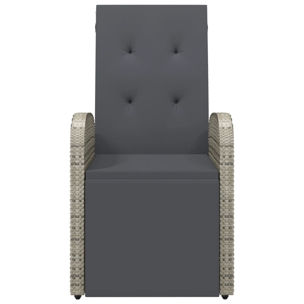 Garten-Liegestühle mit Kissen 2 Stk. Grau Poly Rattan – Bild 4