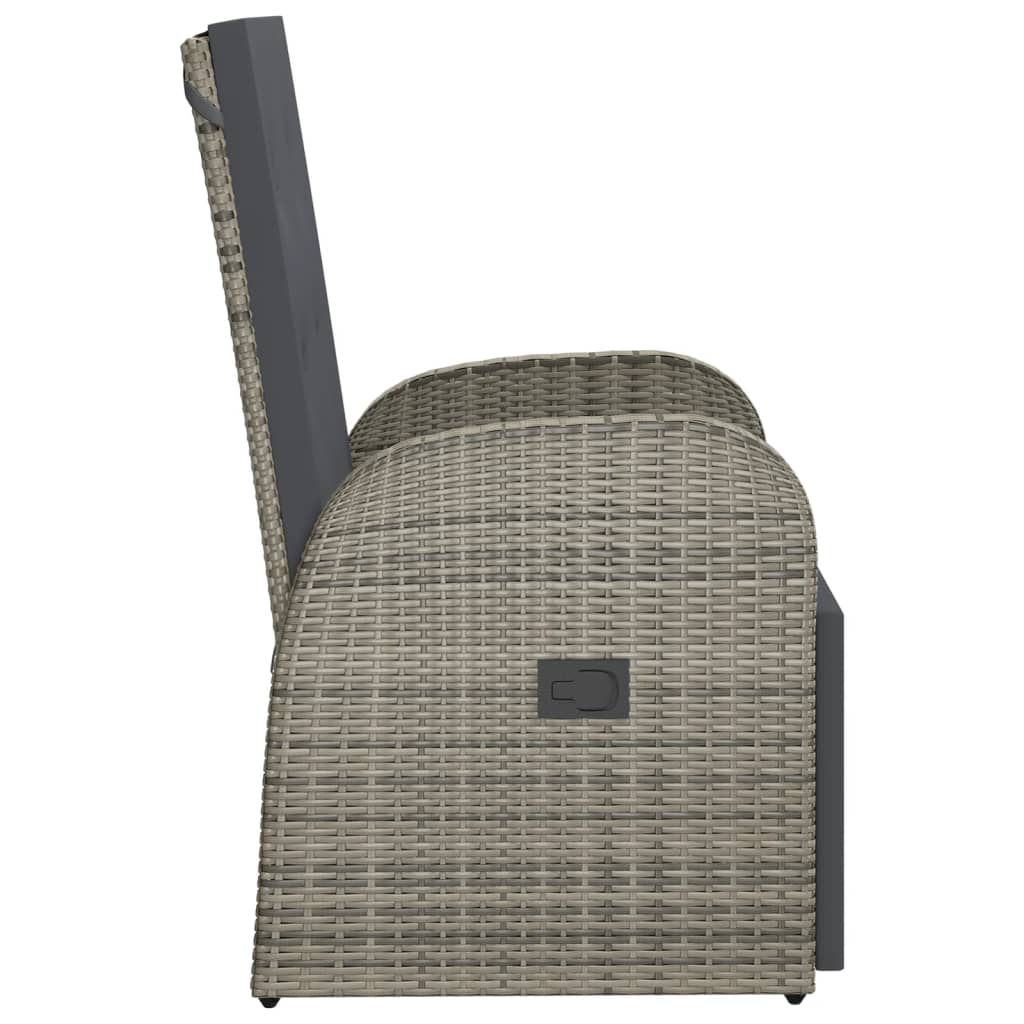 Garten-Liegestühle mit Kissen 2 Stk. Grau Poly Rattan – Bild 5