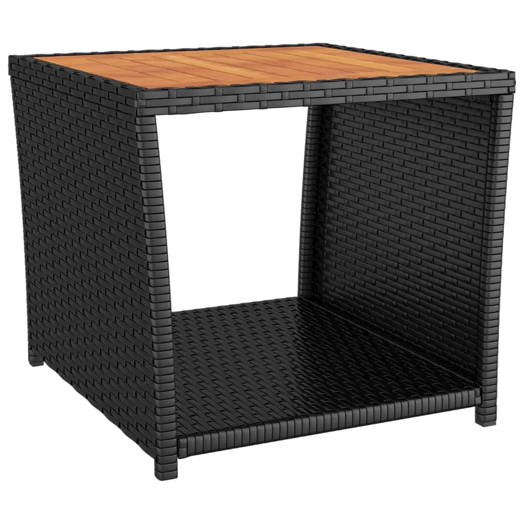 Beistelltisch mit Holzplatte Schwarz Poly Rattan & Akazienholz – Bild 2