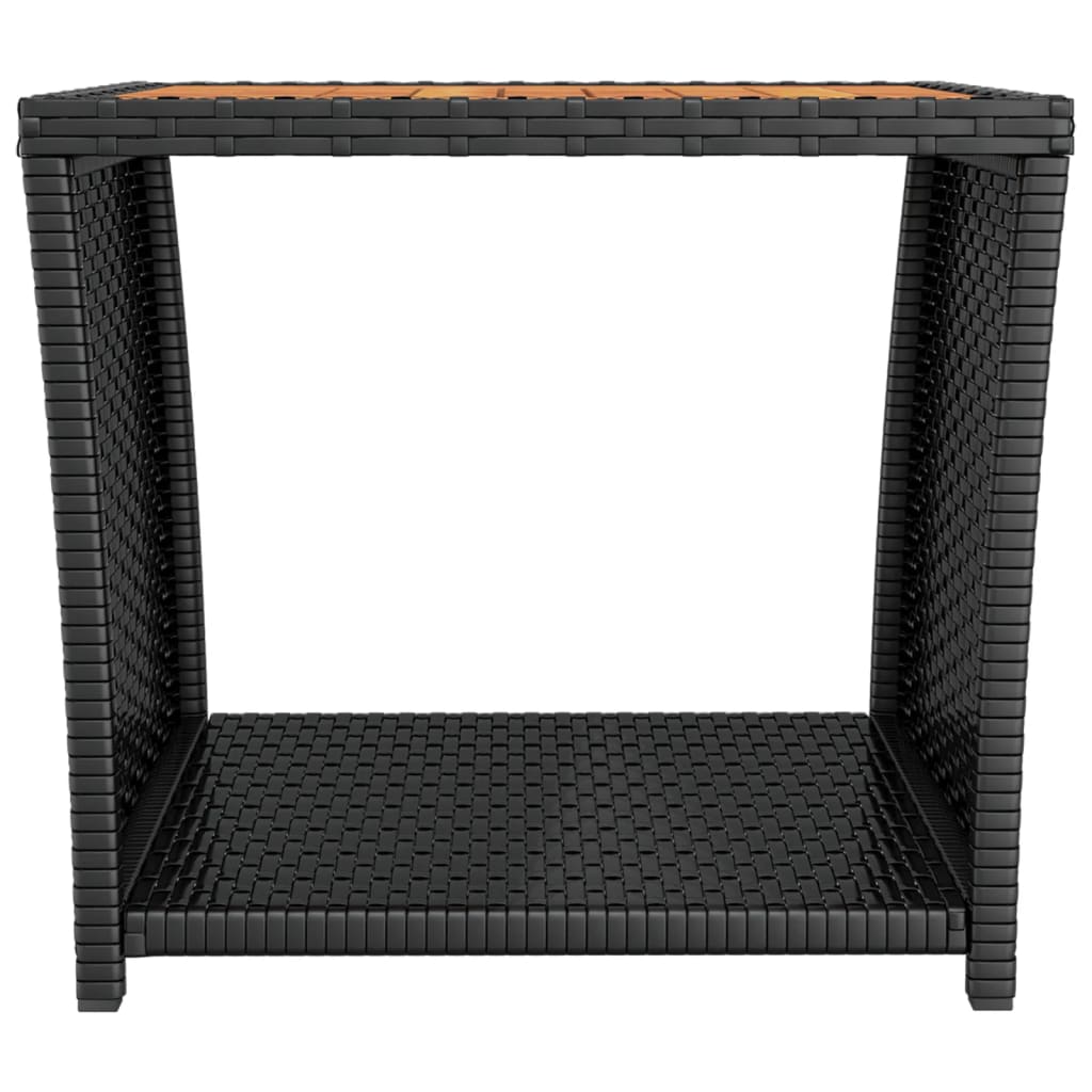 Beistelltisch mit Holzplatte Schwarz Poly Rattan & Akazienholz – Bild 3