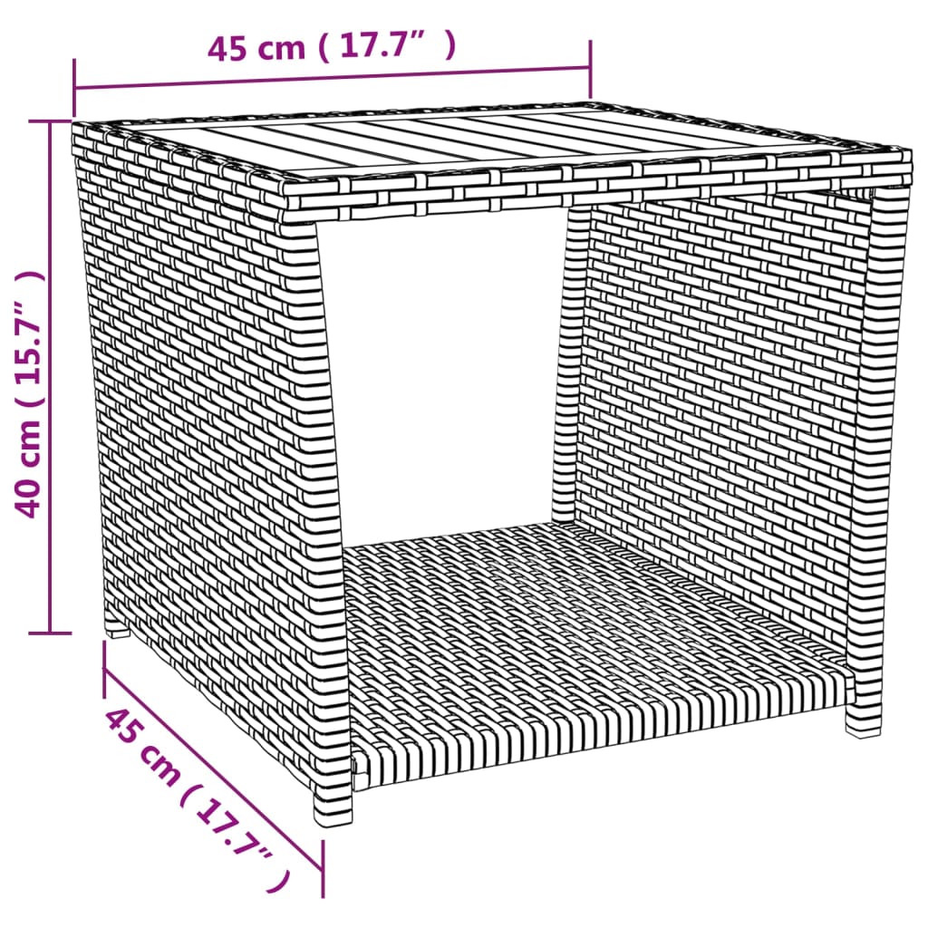 Beistelltisch mit Holzplatte Schwarz Poly Rattan & Akazienholz – Bild 6
