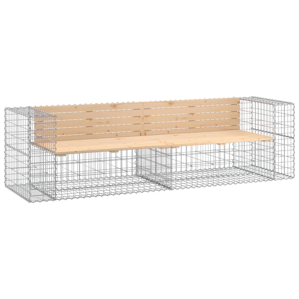 Gartenbank aus Gabionen 244x71x65,5 cm Massivholz Kiefer – Bild 2