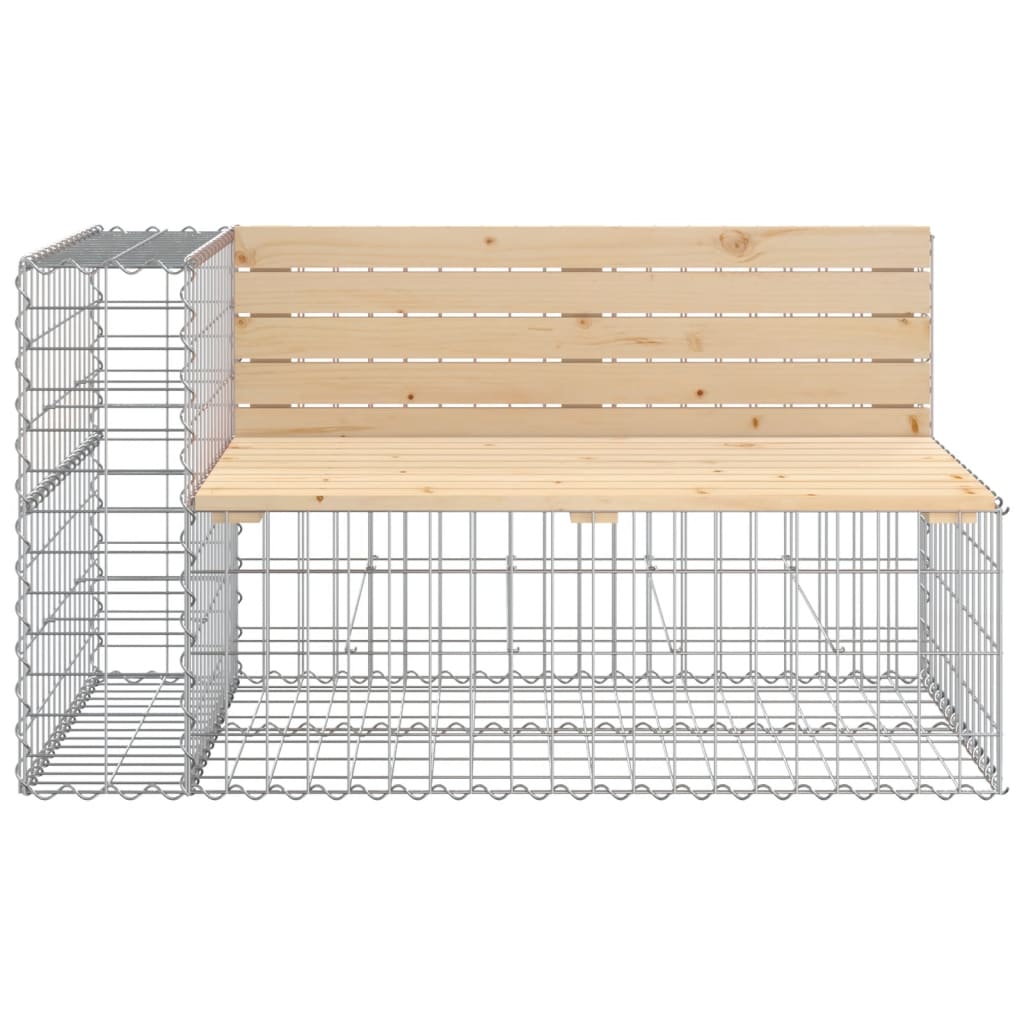 Gartenbank aus Gabionen 244x71x65,5 cm Massivholz Kiefer – Bild 4
