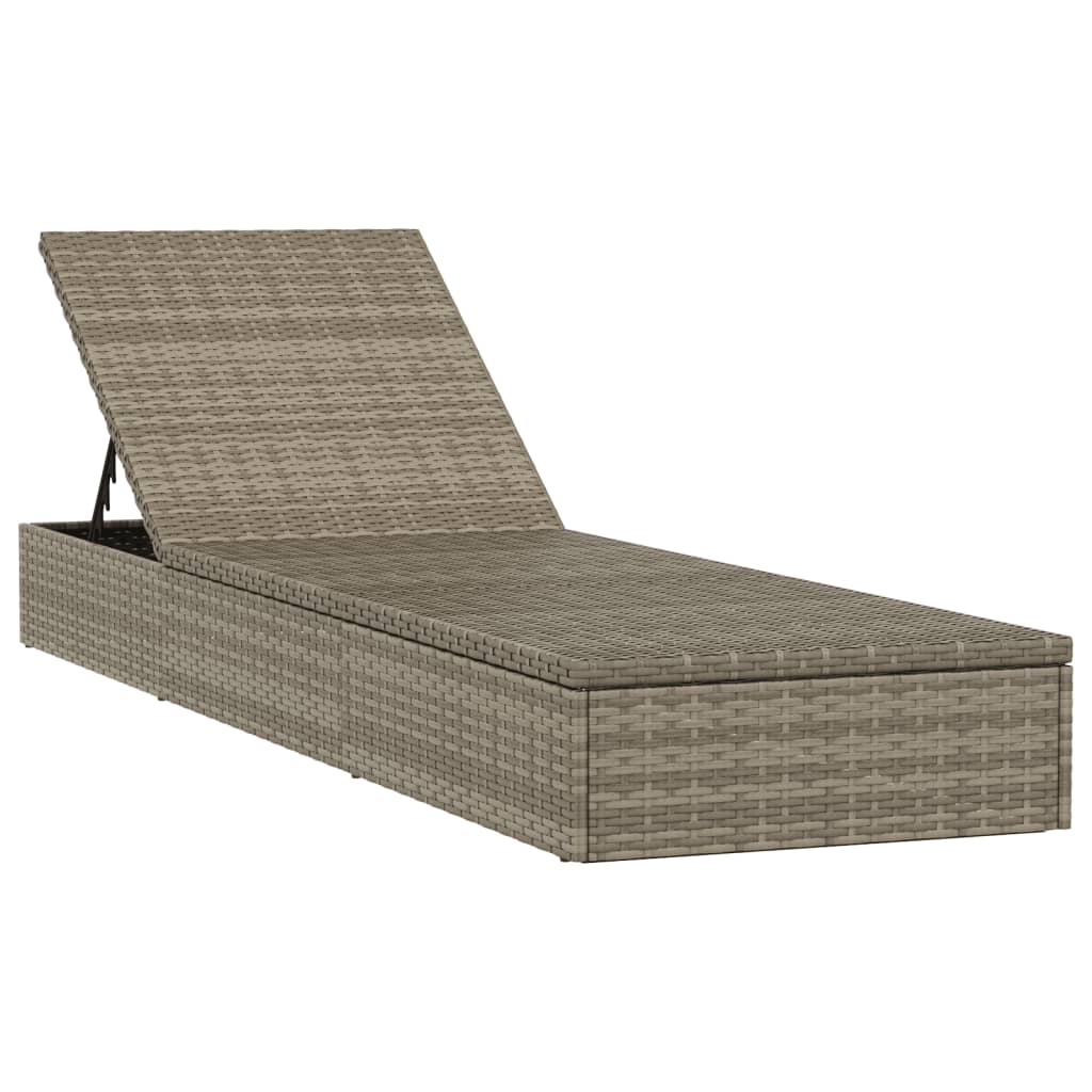 Sonnenliege 1 Stk. mit Auflage Grau 201x55x62 cm Poly Rattan – Bild 3