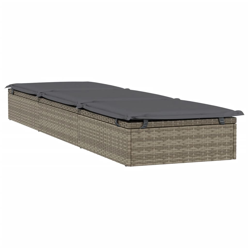 Sonnenliege 1 Stk. mit Auflage Grau 201x55x62 cm Poly Rattan – Bild 4