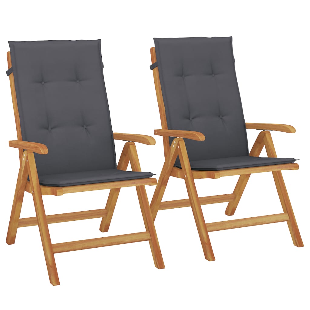 Gartenstühle mit Kissen 2 Stk. Massivholz Teak – Bild 2