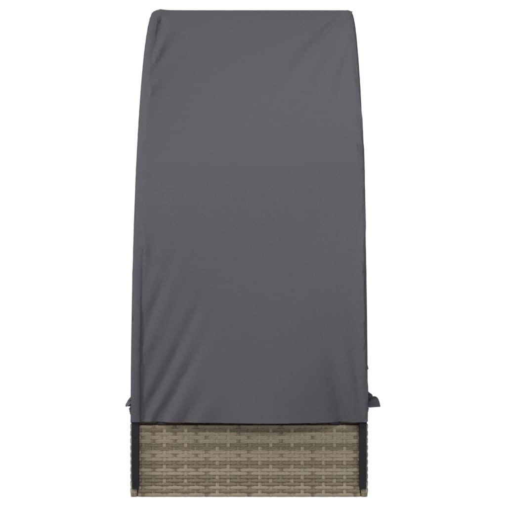 Sonnenliege mit Runddach Grau 211x57x140 cm Poly Rattan – Bild 6
