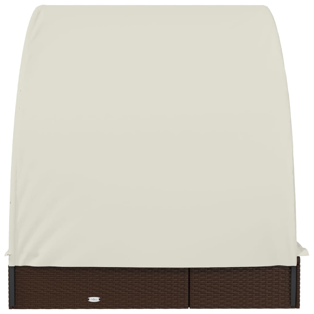 2-Personen-Sonnenliege mit Dach Braun 211x112x140 Poly Rattan – Bild 6